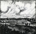 A. Tassos, Farmland in the winter, 1938, woodcut, 34.5 x 38 cm