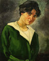 Agenor Asteriadis, Woman in green dress, 1924, oil on canvas, 63.5 x 49 cm