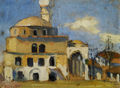 Agenor Asteriadis, Mosque in Aidini, 1920, oil on cardboard, 15.5 x 20.7 cm